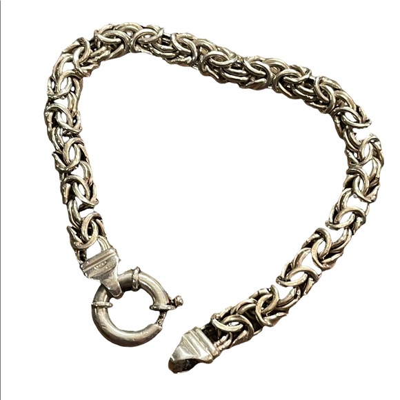 Sterling silver 925 Byzantine chainmail womens thick bracelet - Picture 7 of 13